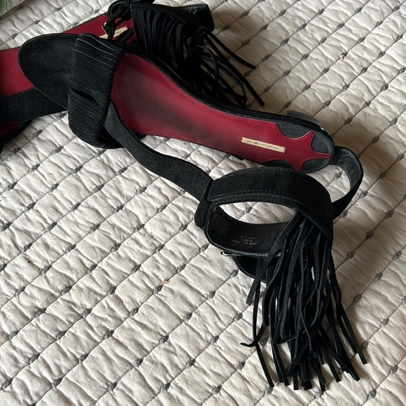 Sandals Black velvet with fringe - Picture 5 of 7